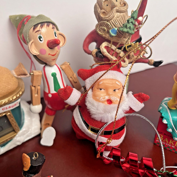 Vintage Christmas Ornaments Lot Santa Elf Candy Cane Violin 12 Days Mixed 19 Pc - Picture 2 of 11